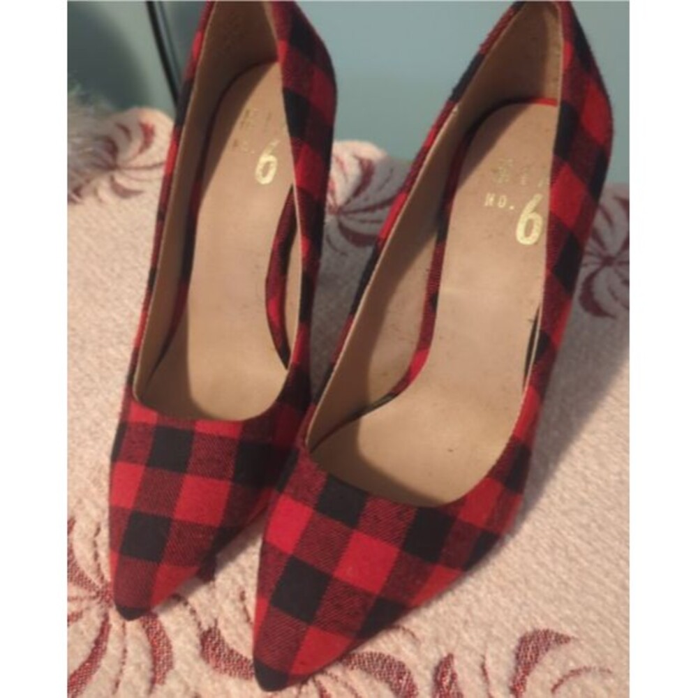 Mix No. 6 Lill Heels Size 5.5 Buffalo Plaid Black And Red